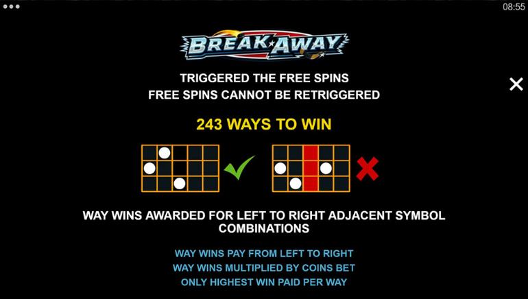 Break Away hock slot with 243 ways to win