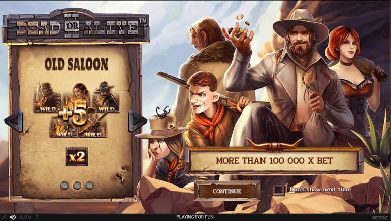 Dead or Alive by Netent - 9 paylines but 100k times bet